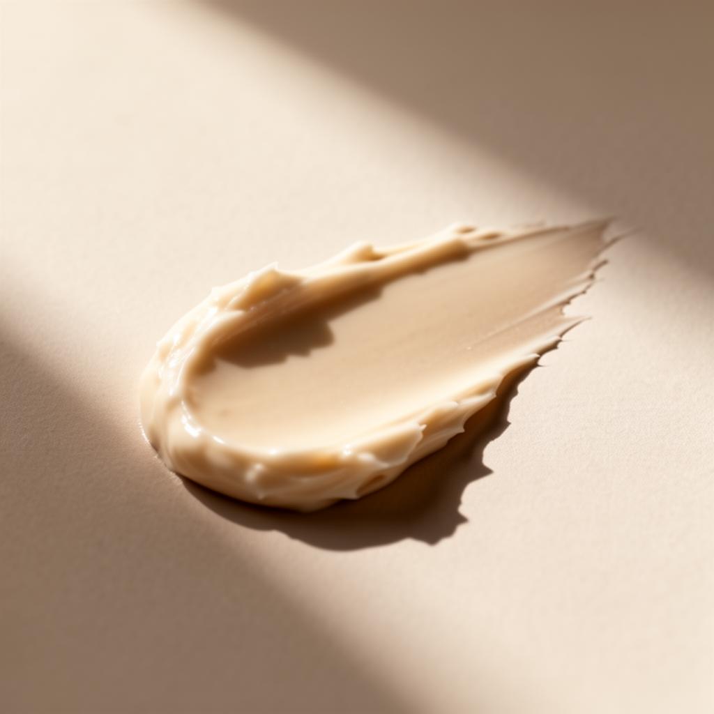 En aftrykt prøve af VELYST creme i varmt naturligt lys